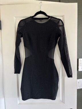 Express Black Shimmer Mesh Mini Dress Party Night Out Size 2